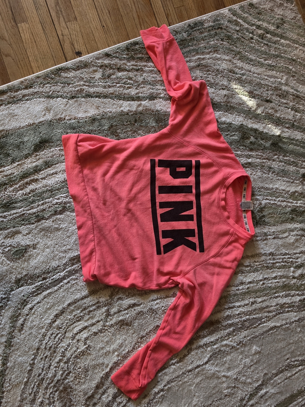 PINK Victoria's Secret Coral Pink Crewneck Sweatshirt with Black Logo